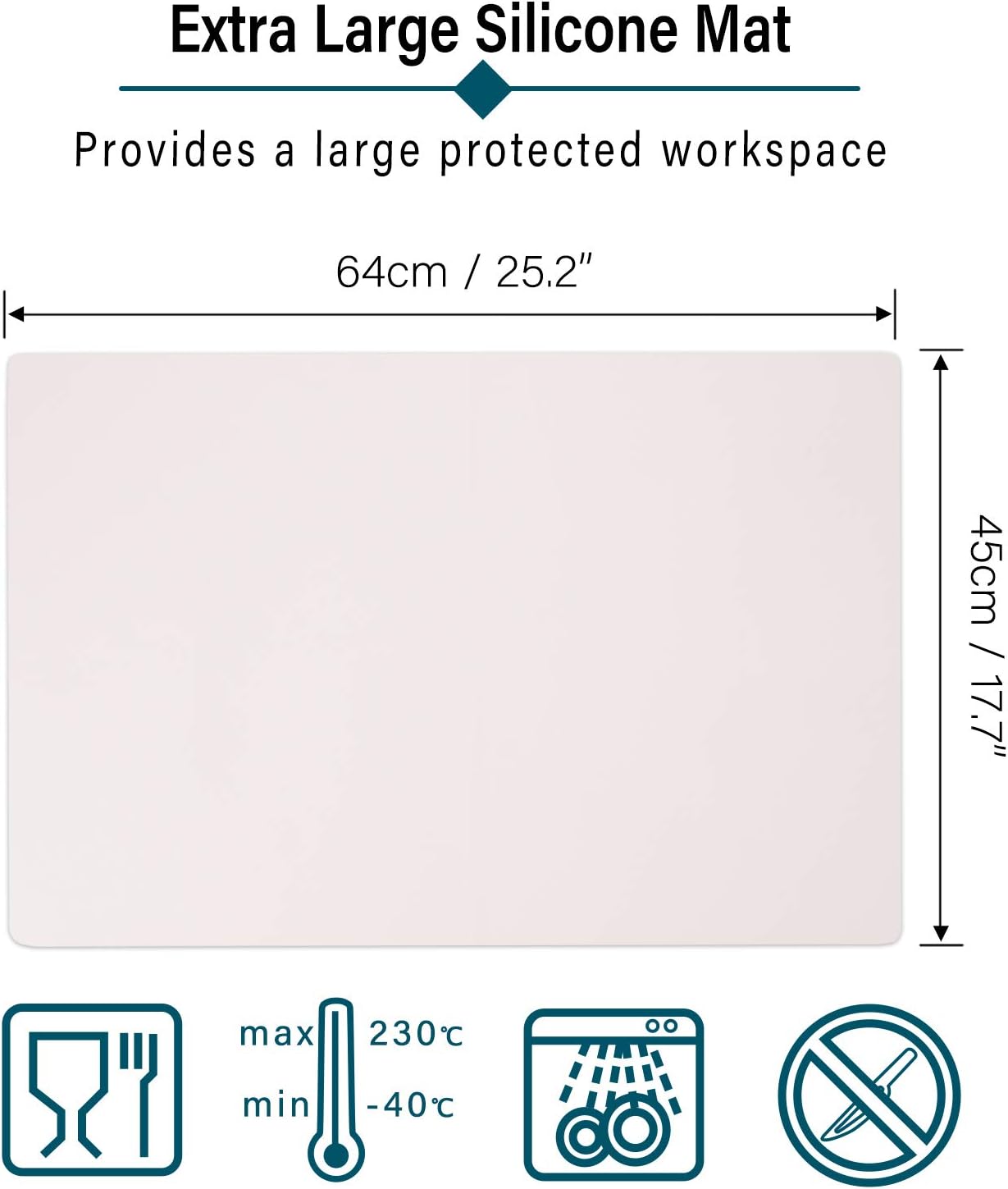 Gartful Extra Large Transparent Silicone Mat, Countertop Protector, 25.2 x 17.7 inches Silicone Sheet for Crafts Resin Jewelry Casting Mat Pad Nonstick Table Placemat