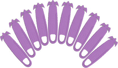 T TOVIA Safety Box Cutter Knife of Recessed Concealed Stainless Steel Blade, 10-Pack Package Opener Plastic Cutter for Box, Carton, Shrink Wrap, Plastic Straps, 5 Color