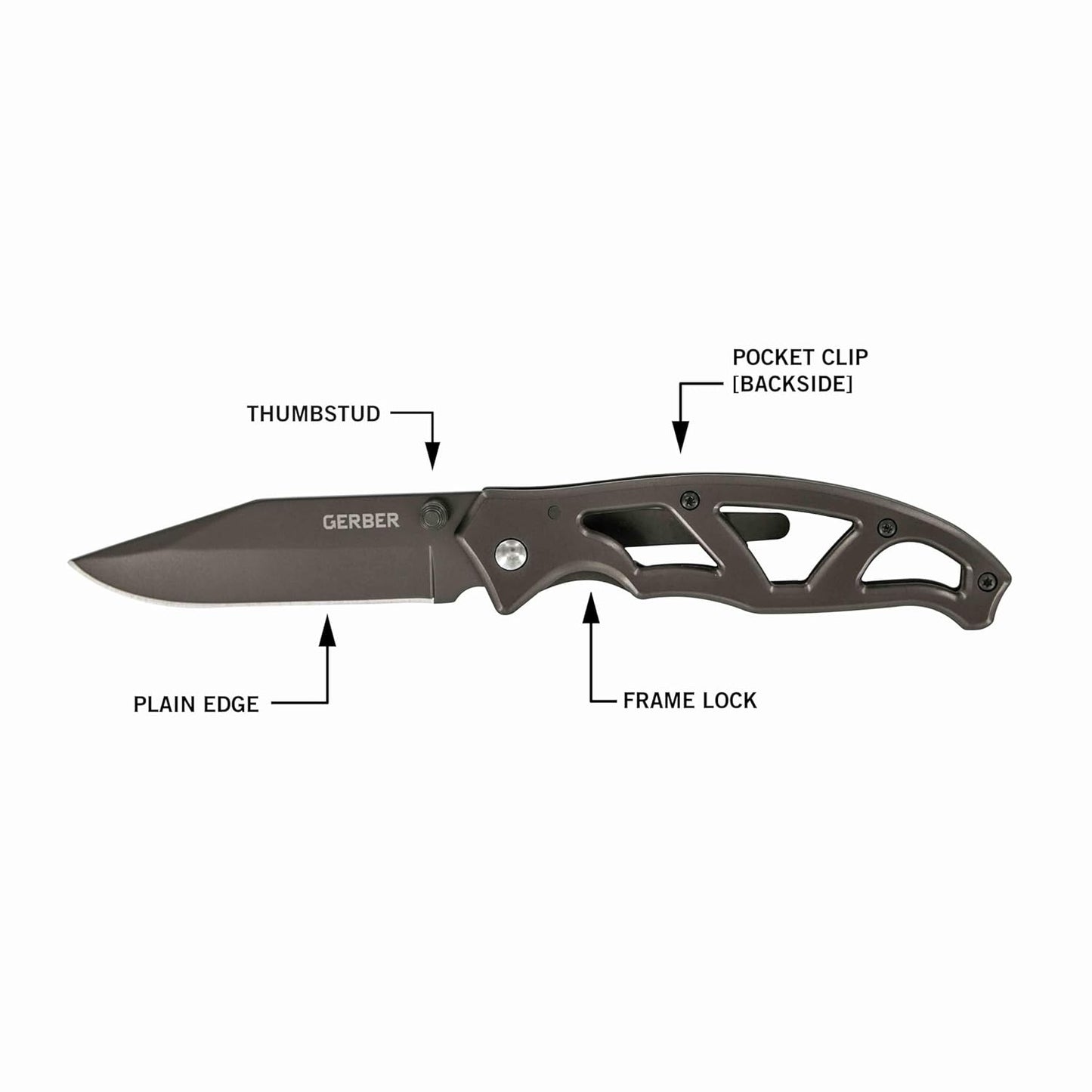 Gerber Gear Paraframe I EDC Folding Pocket Knife, 3" Serrated Edge with Safety Frame Lock, Stainless Steel, Grey