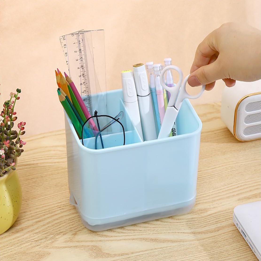 Cutlery Drainer, Utensil Holder Sink Caddy Dish Drying Rack, Kitchen Organizer Accessories for Flatware Silverware Chopsticks Knives Forks Spoons Spatula(Light Green)
