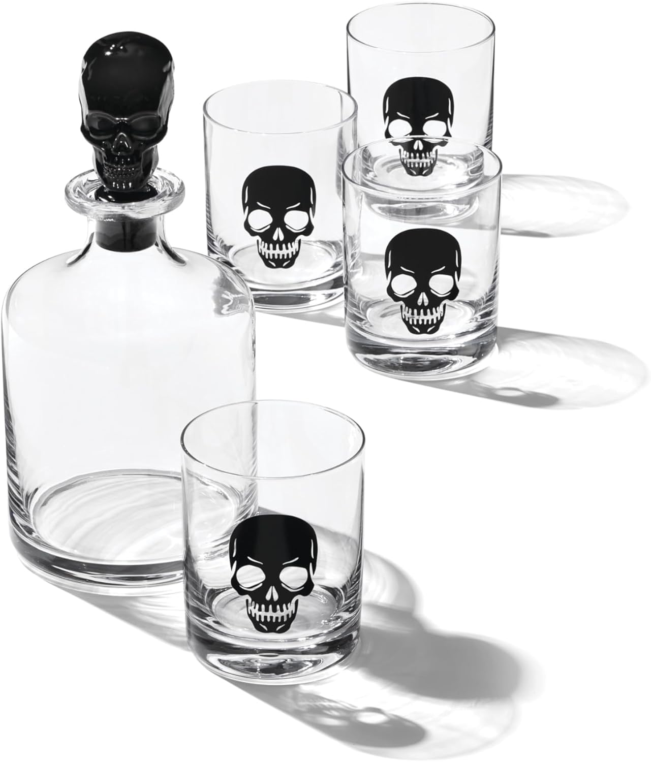 Oneida Serving Utensil Set, Skull Mirror Cheese Knives Flatware Set, Set of 4 Stainless Steel Utensils Set, Carved Wood Handles, Black Die Lacquer Finish, Halloween Decorations (4 Piece Cheese Knives)
