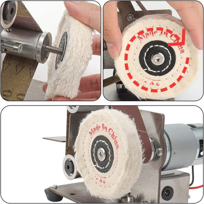 Mini Electric Belt-Sander Knife-Sharpener Sanding Machine - Small Bench Grinder Kit 7 Speed Adjustable Power Polisher DIY Polishing Grinding Tool For Knife Making, Wood Metal Working, Handcraft
