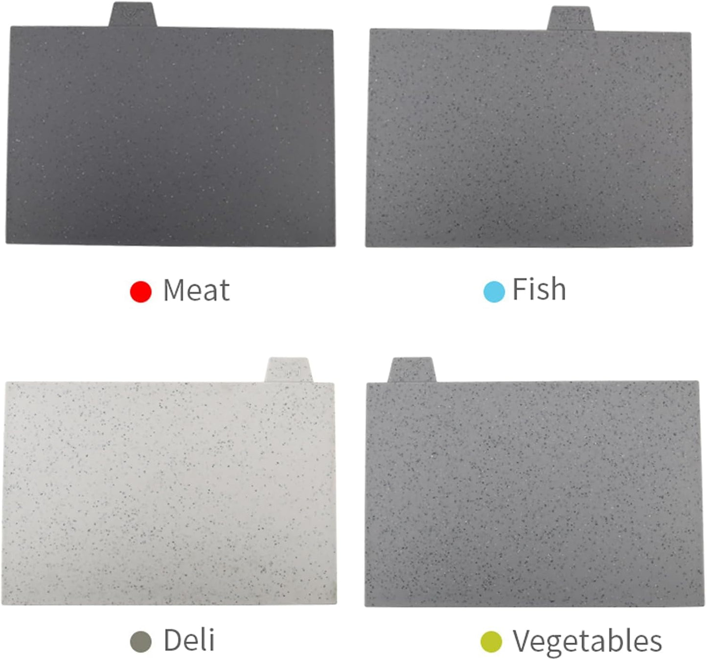 4-Piece Stone-Pattern Cutting Board Set with Storage Stand | Color-Coded, Non-Slip, Dishwasher Safe | Durable Large Food Chopping Boards