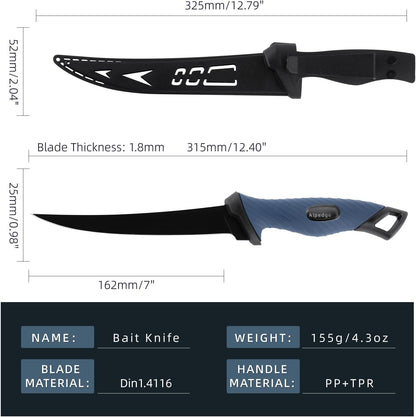 9 Inch Fish Fillet Knife - Premium German DIN 1.4116 Stainless Steel, Ultra Sharp Flexible Blade for Fish Filleting, Salmon, Trout, Non-Slip Handle, Professional Boning Knife with Sheath, Great for Anglers & Home Cooks