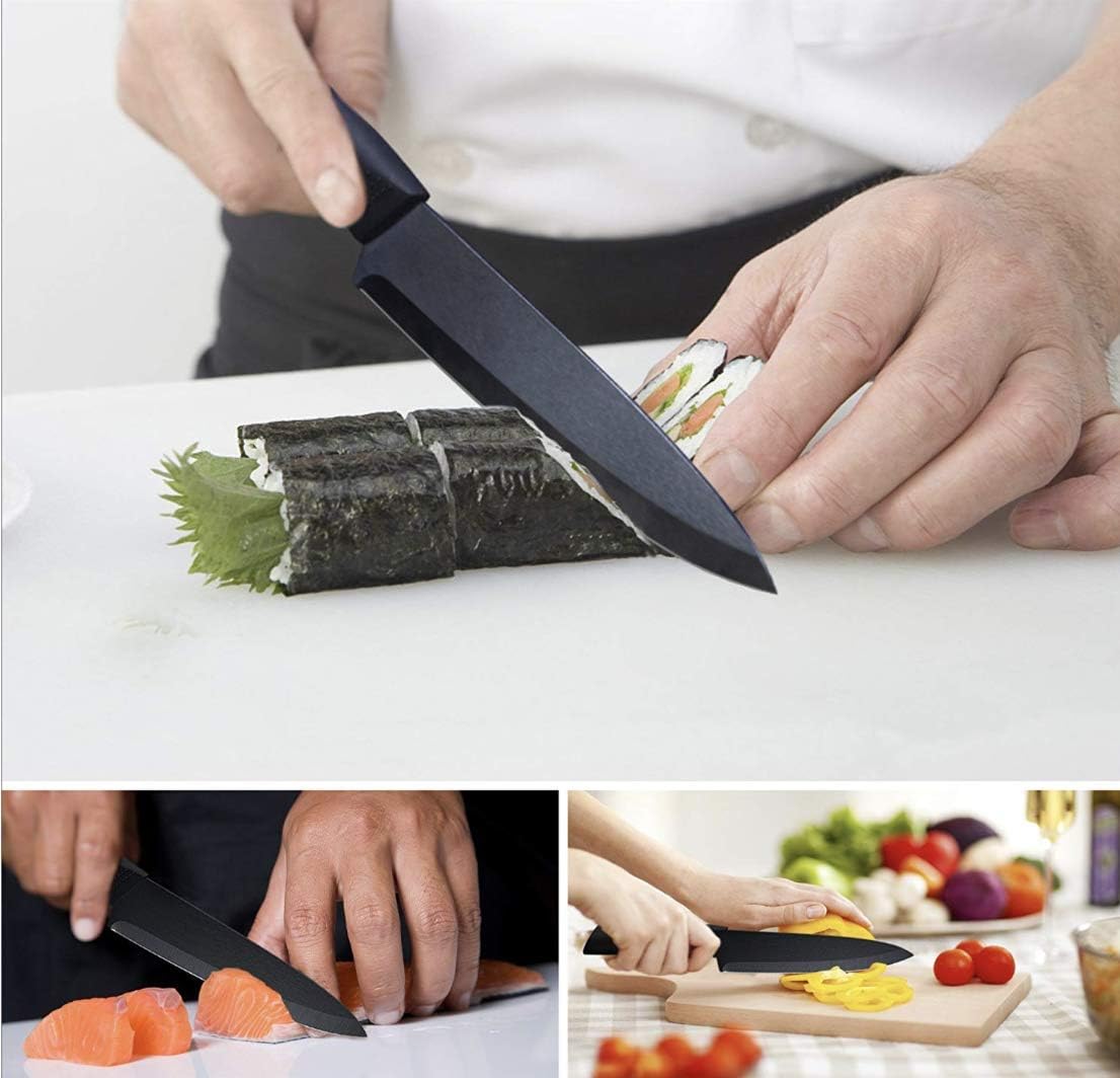 Kitchen Ceramic Knife Set Professional Knife With Sheaths, Super Sharp Rust Proof Stain Resistant (6" Chef Knife, 5" Utility Knife, 4" Fruit Knife)