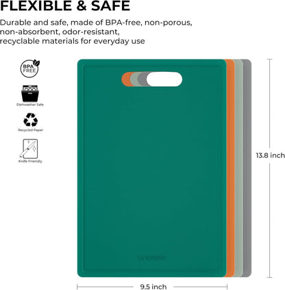 Linoroso Flexible Kitchen Cutting Board - Made from BPA Free Material - Cutting Mark Prevention, 10x14 Inches, Non-Slip Design - Easy-Care Kitchen Essential, Orange