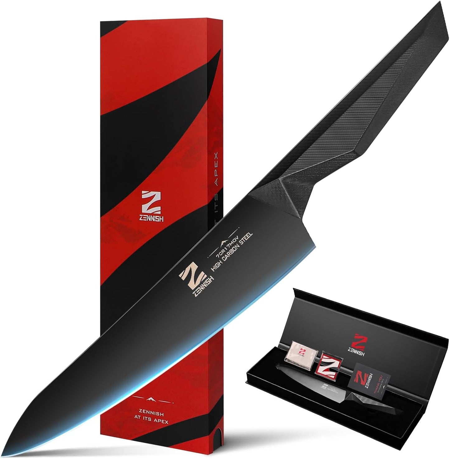 【Exclusive】 Gyuto Knife, 8 Inch Japanese Chef Knife, Handmade Forged 5-Layer VG10 High Carbon Steel, Hammered Finish Rust-Resistant Blade, Ergonomic Sandalwood G10 Handle Kitchen Knife with Gift Box