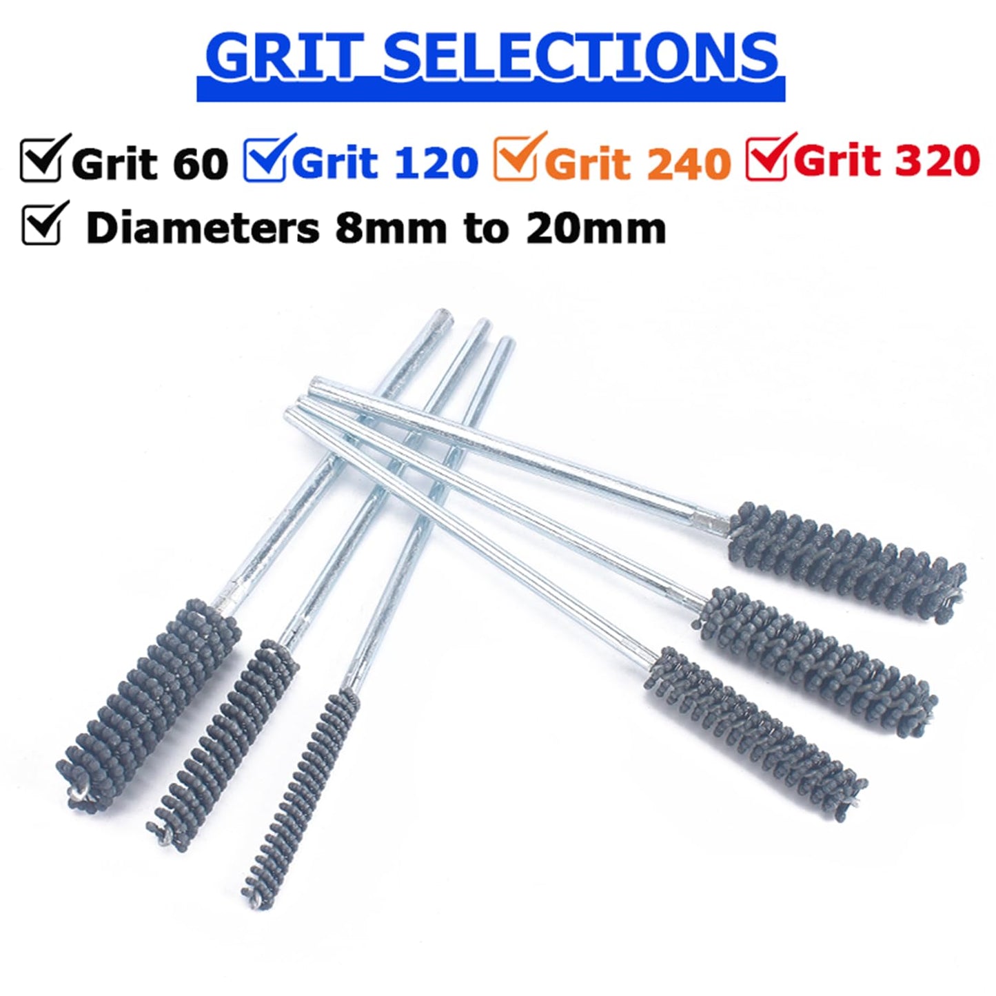 0.591"(15mm) Cylinder Hone Brush with Round Carbon Steel Shank in 120 Grit SiC Abrasive Nylon Balls for Deburring Small Engine Cylinders Brake Piston Rings Guides Tubes Cam Bearings