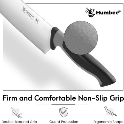 7.5-Inch Nakiri Knife, High Carbon Stainless Steel Hollow Grind Blade, Razor Sharp Edge, Ergonomic Non-Slip Handle, Cleaver Style, DT-50 Series, Orange