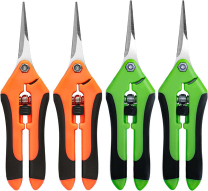 EWPJDK 4 Pack Garden Shears, Stainless Steel Shears Gardening Tools, Scissors, Garden Clippers, Pruning Shears for Gardening Shears & Scissors (Orange Green)