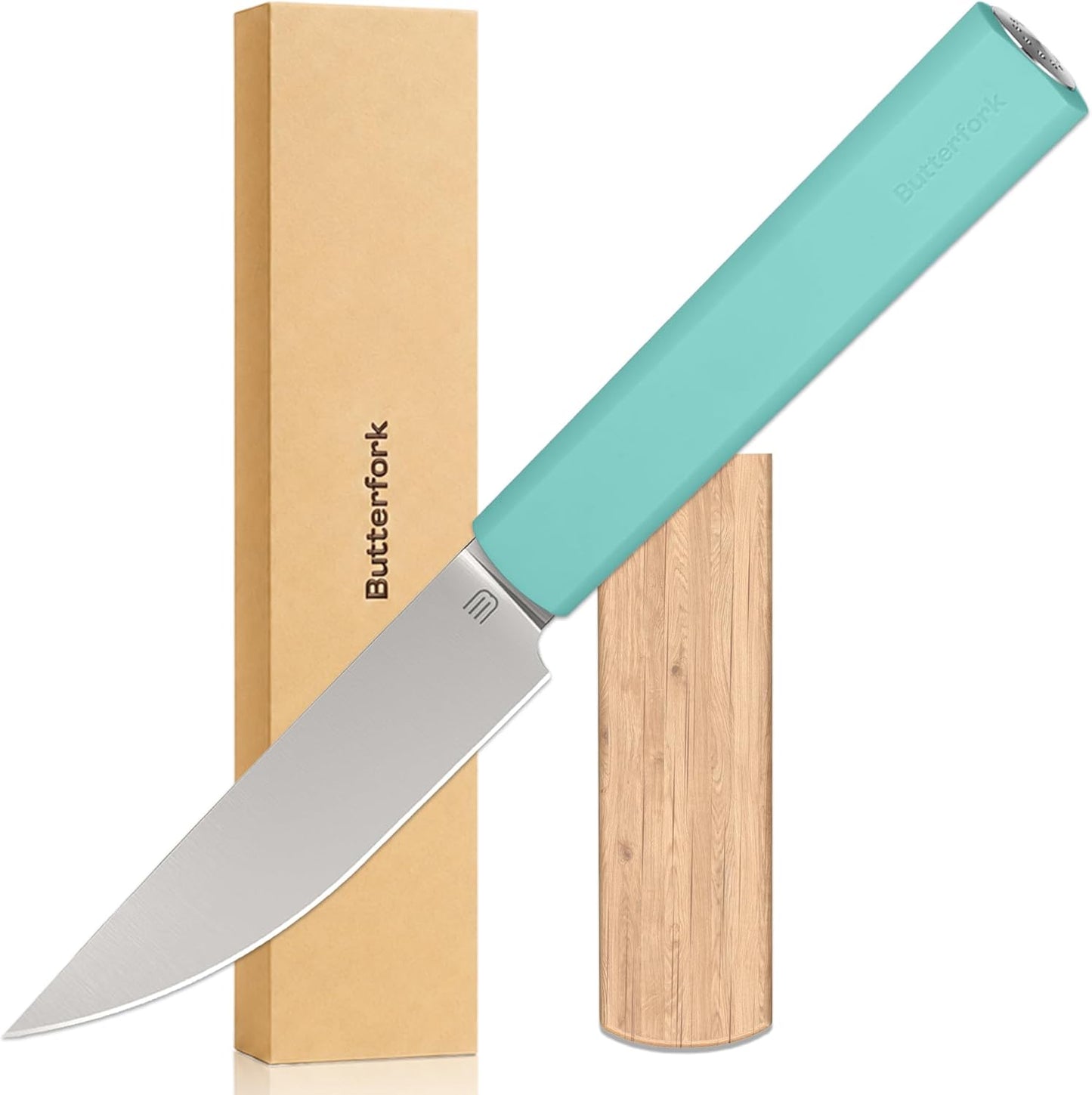 6 Inch Nakiri Knife, AR-RPM9 Steel & Replaceable Handle, Multipurpose Meat Cleaver Vegetable Chef Knife with Oak Sheath, Gift for Home Chefs