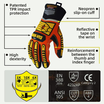 Seibertron High-Vis Series Cut Resistant Reducing Anti-Impact Mechanics Heavy Duty Safety Rescue Oil and Gas Gloves