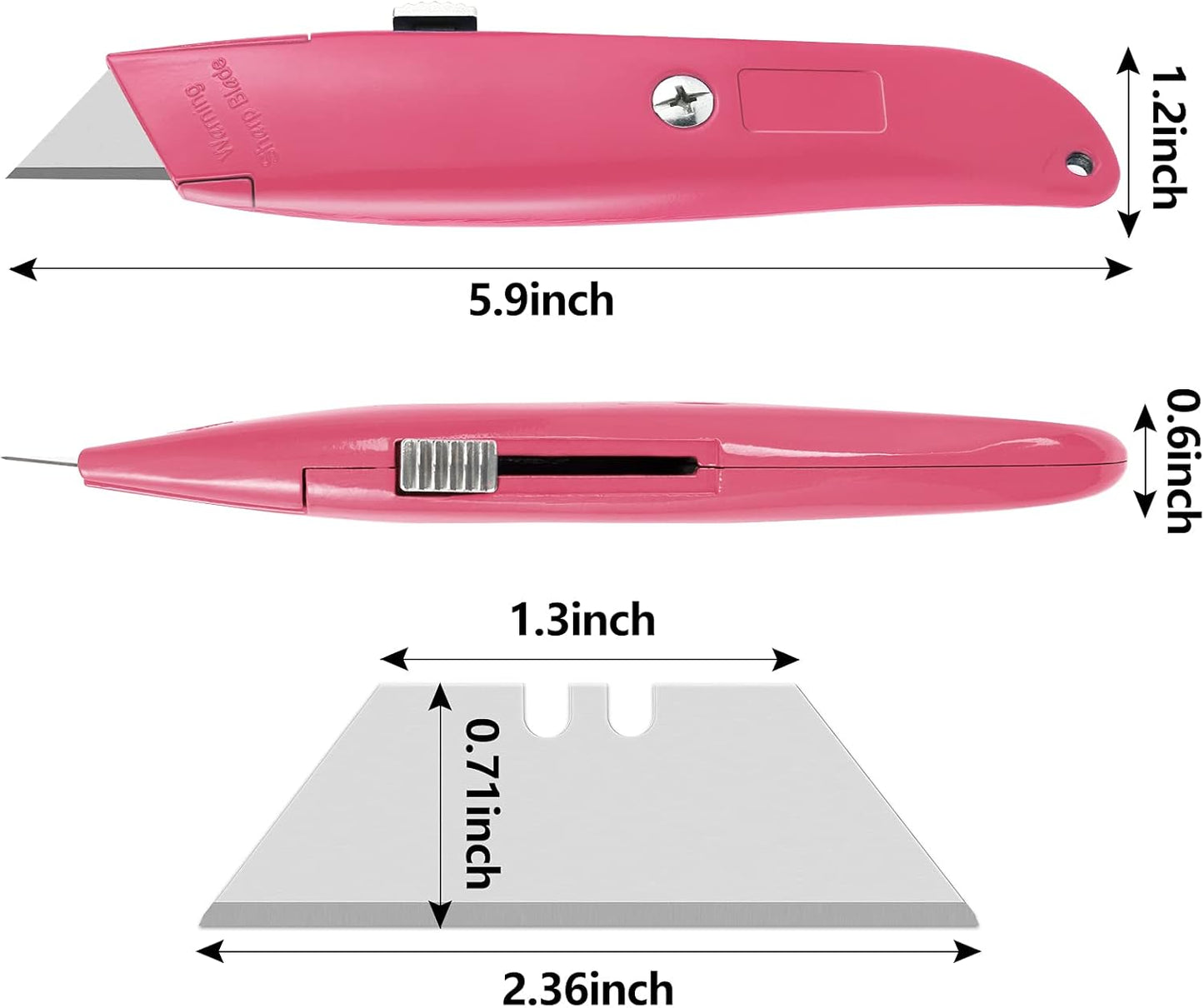 DIYSELF 2Pack Utility Knife Box Cutter Retractable Razor Blade Heavy Duty Box Cutters Knife PVC Pipe Cutter (Red)