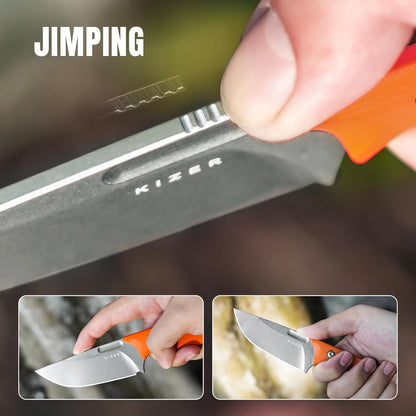 Kizer Cabox Fixed Blade Knife, 3.36" D2 Steel Fixed Blade Hunting Knife G10 Handle with Sheath, Survival Camping Knives 1048A3