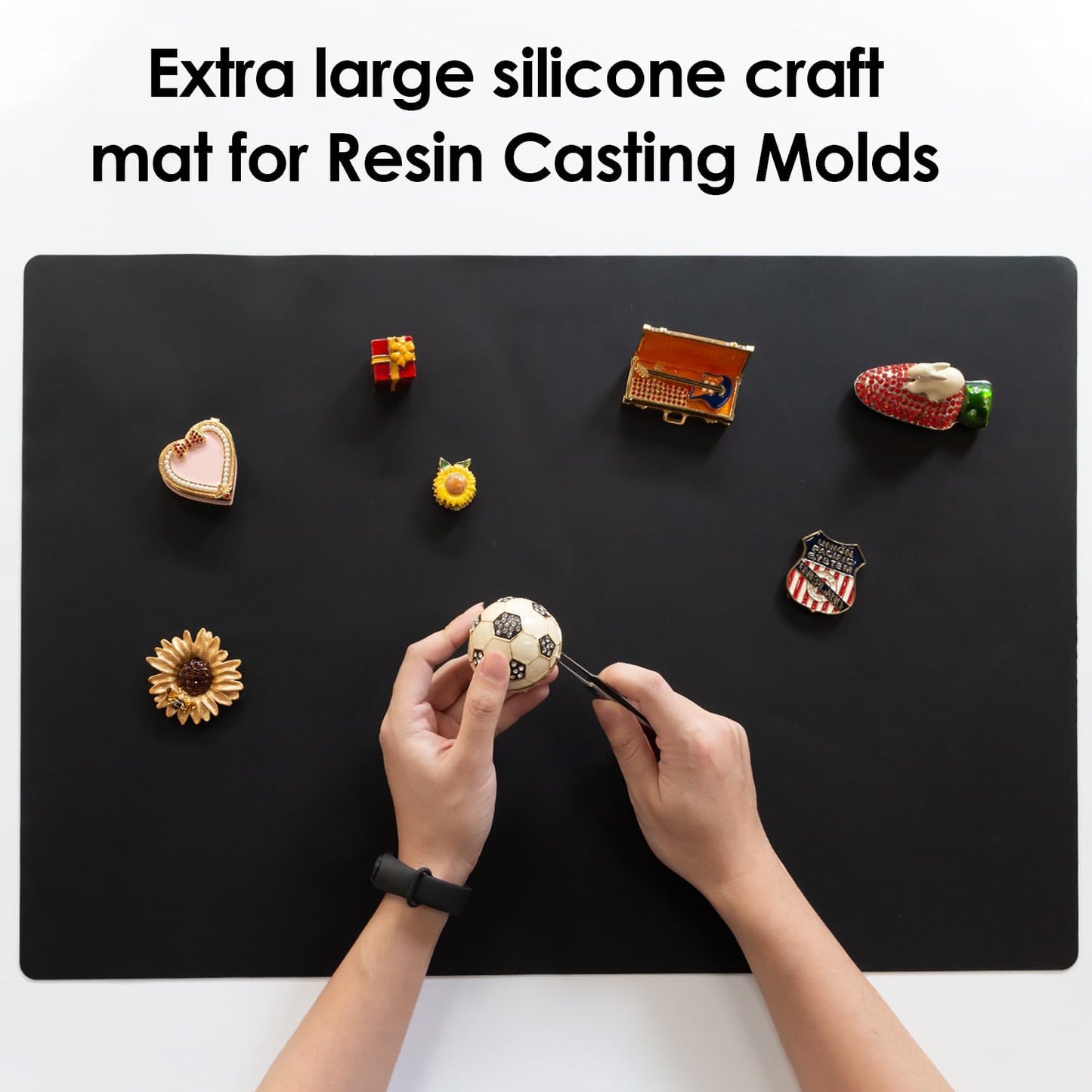Extra Large Dark Green Countertop Mat - Silicone Table Kitchen Desk Mat - Non-Slip & Heat Resistant - Dinner Placemat Pastry Dough Rolling Mat - Colors B