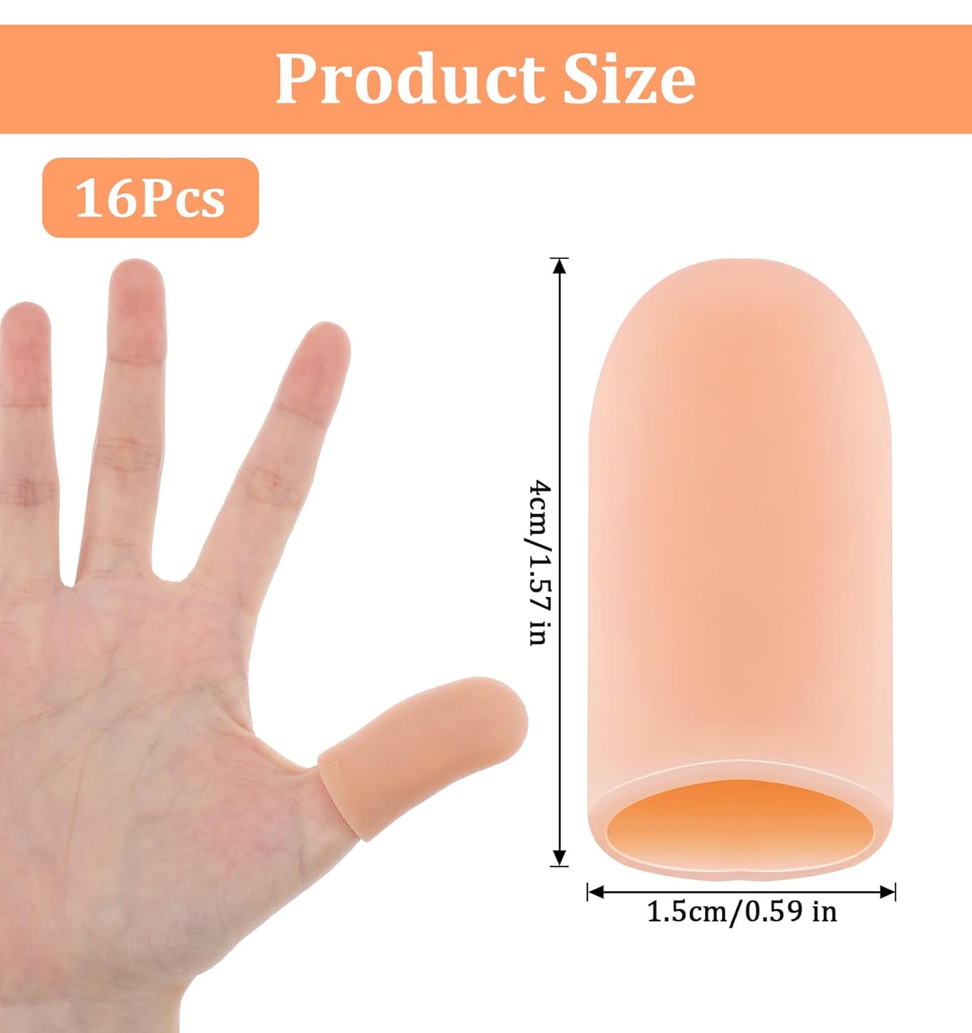 16Pcs Thumb Covers, Silicone Thumb Protector Covers Polyethylene Fiber Finger Cots for Cover Wounds, Reusable Finger Guard Cover Pain Relief for Wounds Cracking Comfortable Fit & Easy to Use