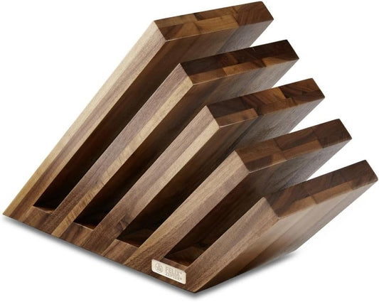 Felix Solingen 909500 Magnetic Knife Block - Solid Walnut - Unequipped - 4 Compartments up to 10 Knives