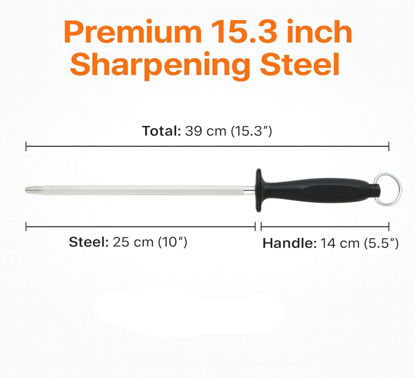 Honing Rod 10 Inch, Knife Sharpener for Kitchen Knives, Magnetized High Carbon Steel Honing Steel with Ergonomic Handle, for Chef and Butcher Knives