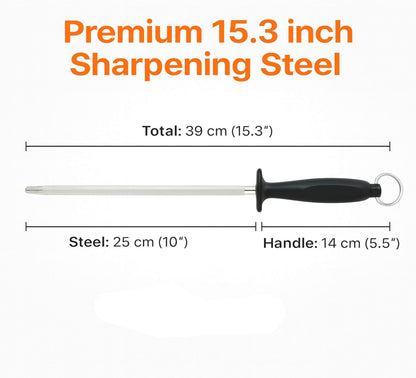 Honing Rod 10 Inch, Knife Sharpener for Kitchen Knives, Magnetized High Carbon Steel Honing Steel with Ergonomic Handle, for Chef and Butcher Knives