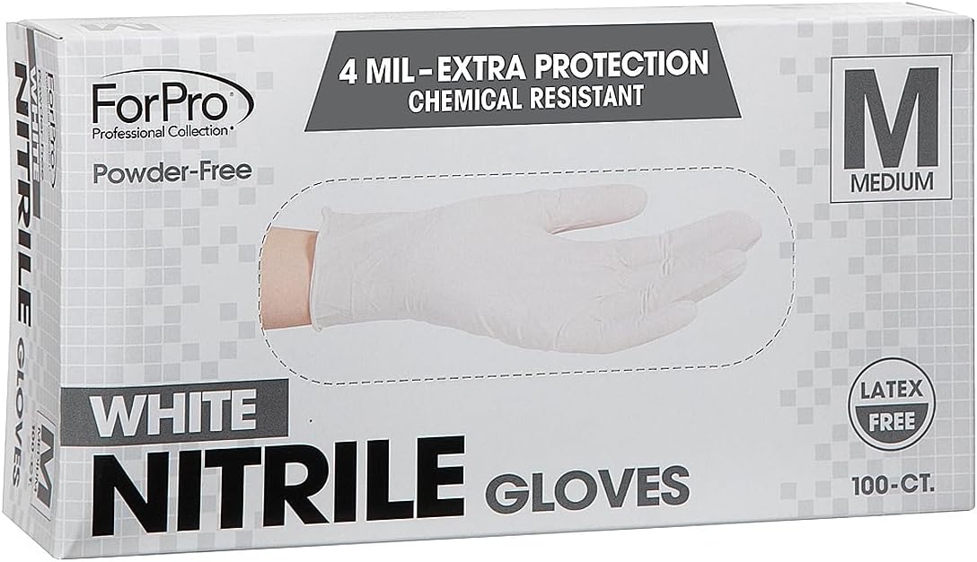 ForPro Disposable Nitrile Gloves, Chemical Resistant, Powder-Free, Latex-Free, Non-Sterile, Food Safe, 4 Mil