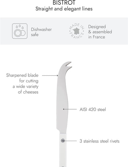 SABRE PARIS - Cheese Knife 9.4 inches - Bistrot Collection - All Cheeses - Stainless Steel & Nylon - Dishwasher Safe - Navy Blue - Brilliant Finish