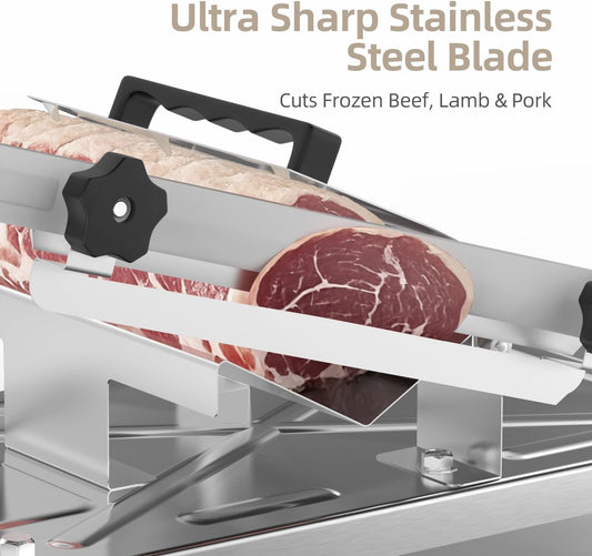 Stainless Steel Food Slicer,Manual Frozen Meat Slicer Beef and Mutton Roll Meat Cleavers Machine for Home Cooking of BBQ Hot Pot