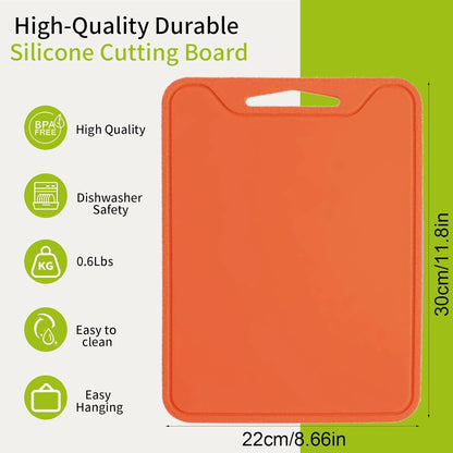 Flexible Plastic Cutting Boards for Kitchen, 11.8''x 8.6'' Silicone Cutting Board, BPA Free Non Slip Cutting Mat for Meat, Vegetables and Fruit with Easy Grip Handle, Dishwasher Safe (Yellow)