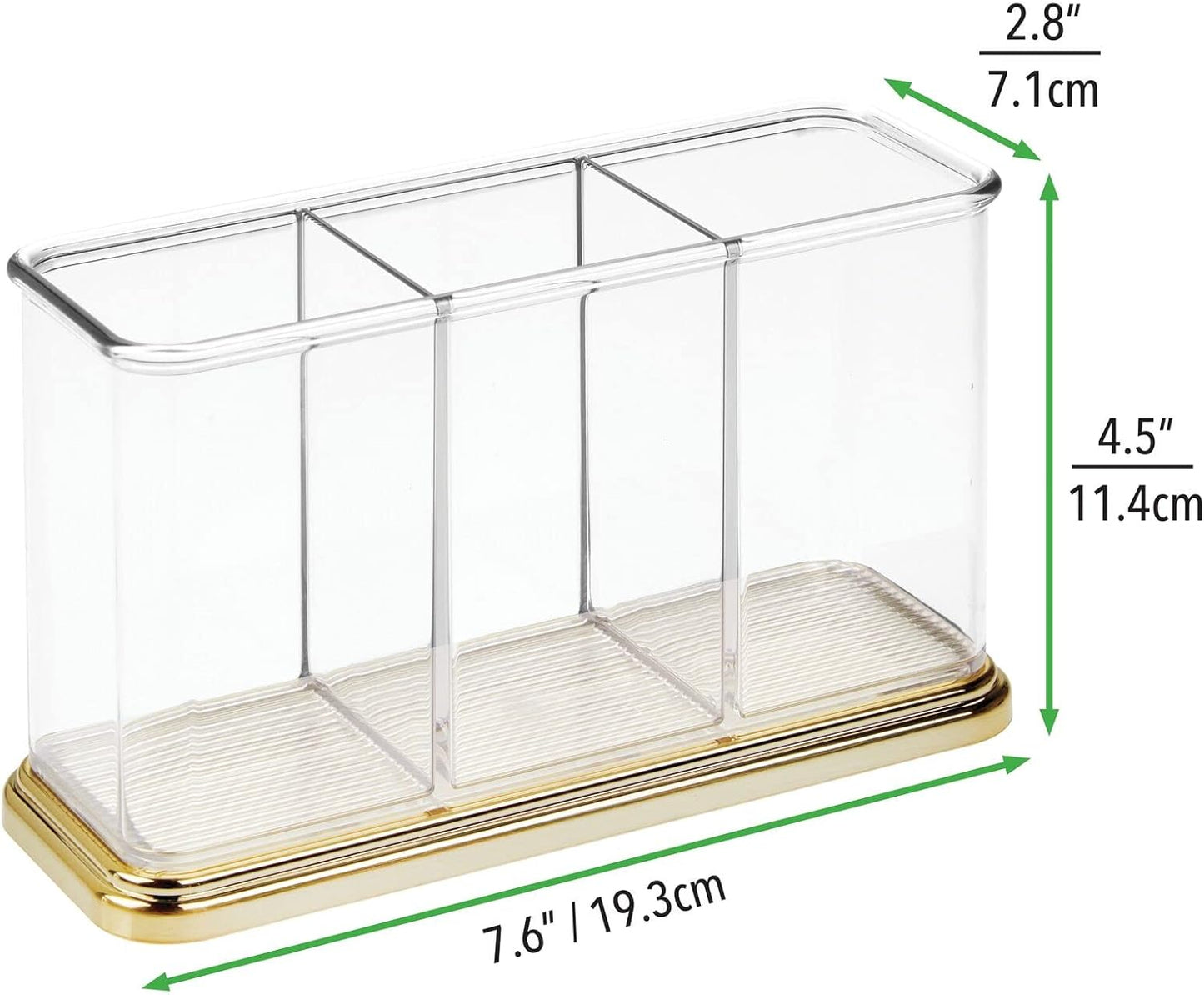 mDesign Plastic Cutlery Utensil Holder Storage Organizer Caddy for Kitchen Countertop Organization - Holds Fork, Knife, Spoon, Silverware - 3 Divided Sections - Hyde Collection - Clear/Brushed