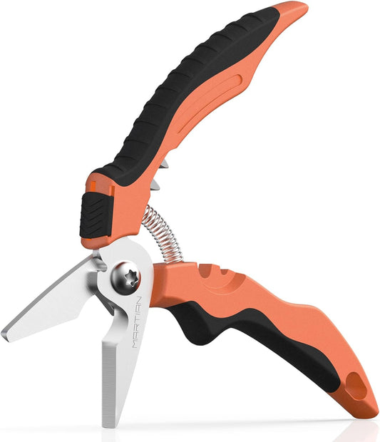 7" Curved Gravity Shears, SUS420J2 Micro-Serrated Floral Scissors, Heavy-Duty Flower Shears with Safety Lock, Ambidextrous Grip for Gardening, Crafting, Herb & Fresh Flower Cutting(Curved)