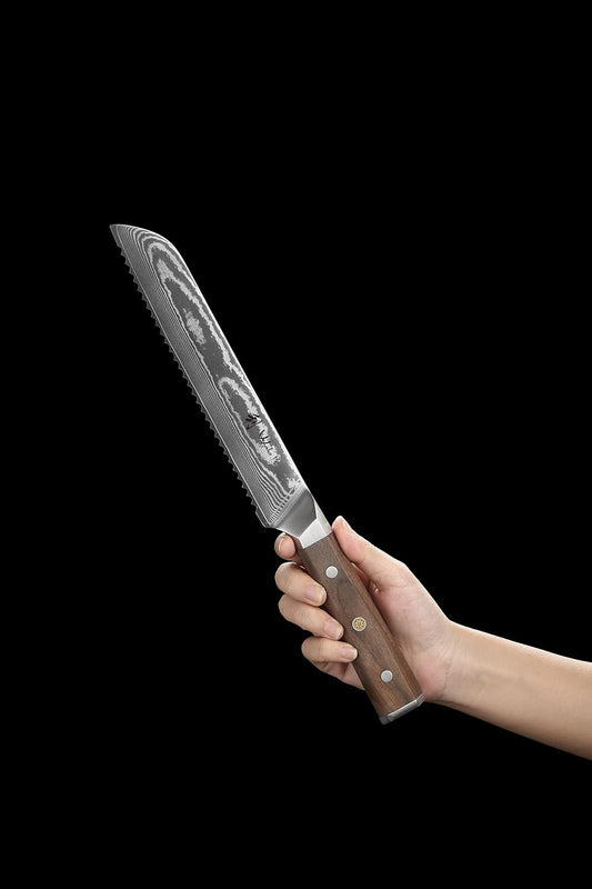 WakoliCDamascus Kiritsuke Knife – Full Tang Chef Knife | 6-Inch Blade Made of 67-Layer Damascus Steel with VG10 Core | Walnut Wood Handle | Sharp, Durable, Gift Box Included