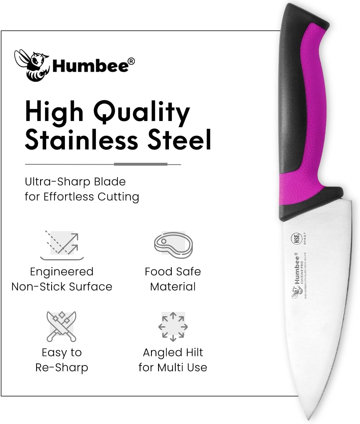 7.5-Inch Nakiri Knife, High Carbon Stainless Steel Hollow Grind Blade, Razor Sharp Edge, Ergonomic Non-Slip Handle, Cleaver Style, DT-50 Series, Orange