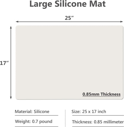 Gartful 25“x17”x0.03“ Silicone Mats for Kitchen Counter, Large Silicone Countertop Protector, Nonskid Heat Resistant Desk Saver Pad, Multipurpose Mat, Placemat, Dark Gray