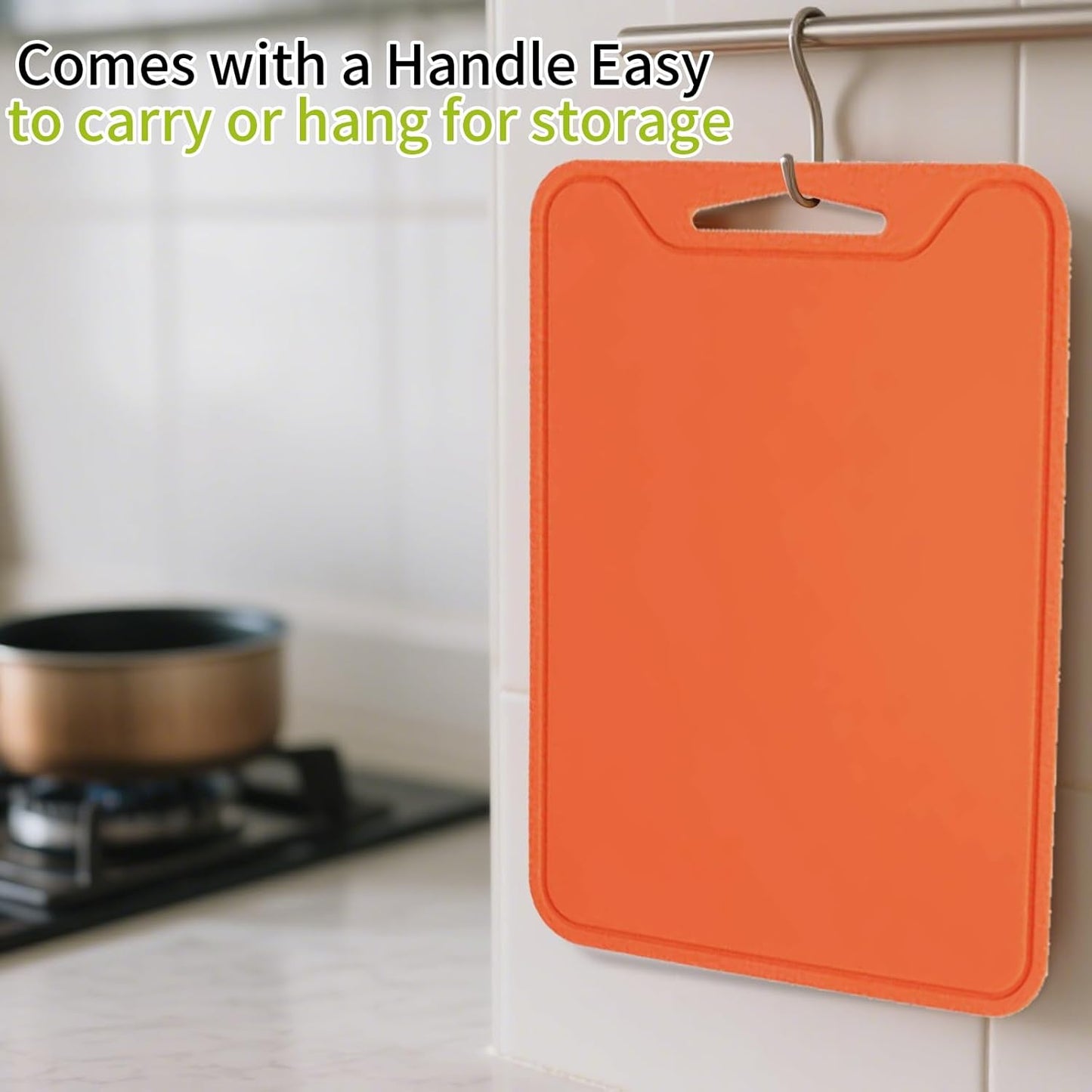 Flexible Plastic Cutting Boards for Kitchen, 11.8''x 8.6'' Silicone Cutting Board, BPA Free Non Slip Cutting Mat for Meat, Vegetables and Fruit with Easy Grip Handle, Dishwasher Safe (Yellow)