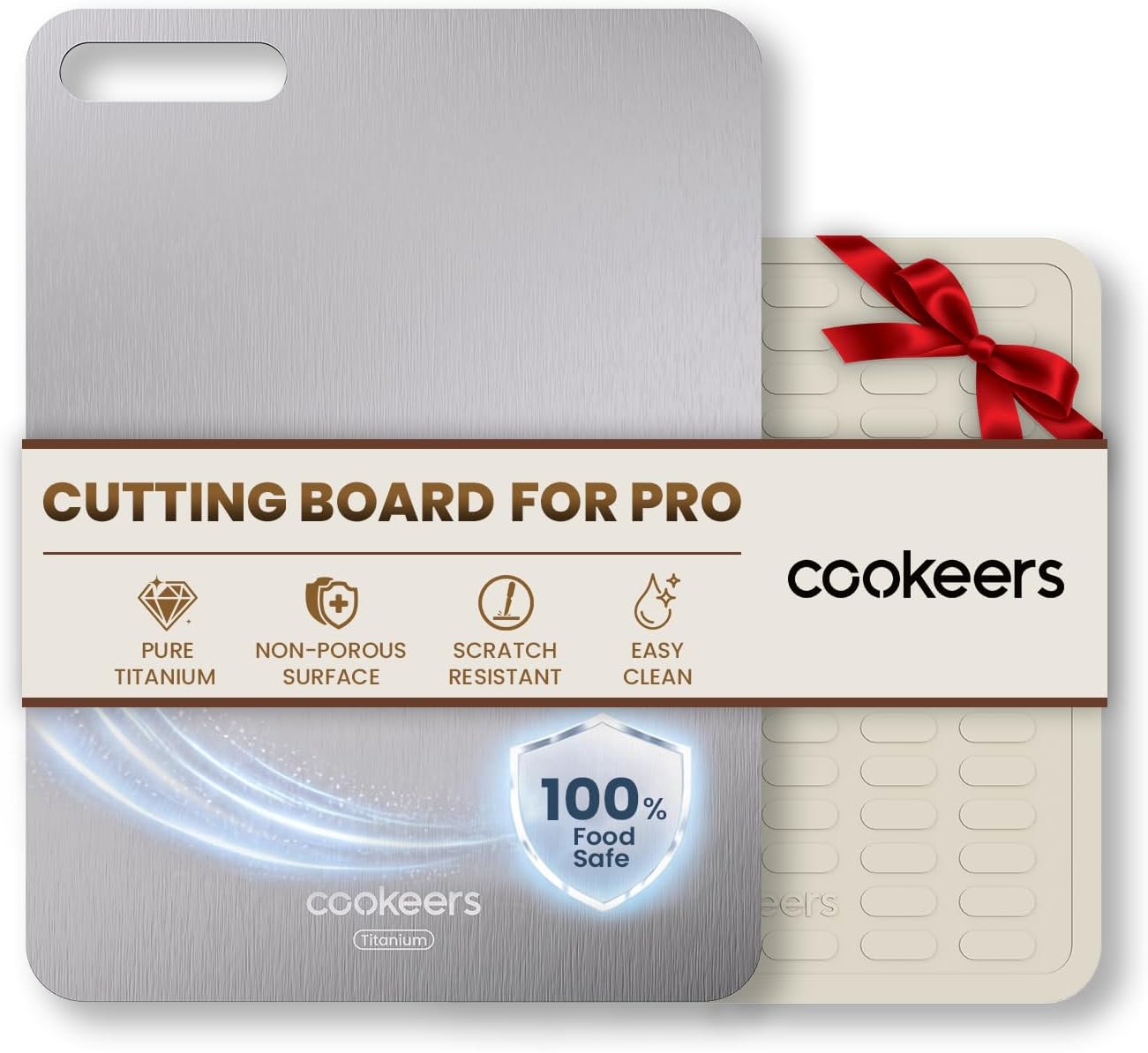 Titanium Cutting Board for Kitchen, 11.5"L x 8"W Small Metal Non Toxic Cutting Boards Dishwasher Safe, Chopping Board for Meat, Fruit, Vegetables, Outdoor, Camping (No Mat)