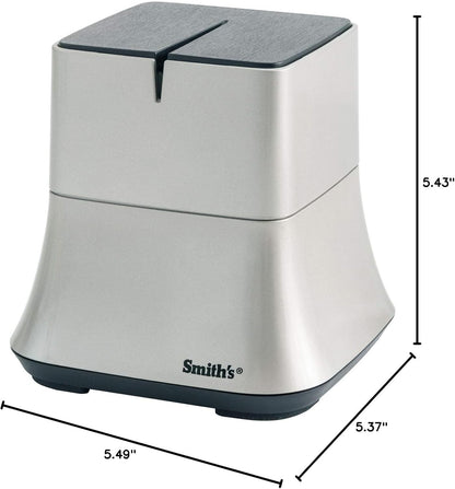 Smith's 51030 Mesa Single Slot Electric Knife Sharpener – Silver – Abrasive Sharpening Wheel + Blade Guides - Kitchen Gadgets – Quick Blade Sharpening – Compact Design – Straight Edge Blades