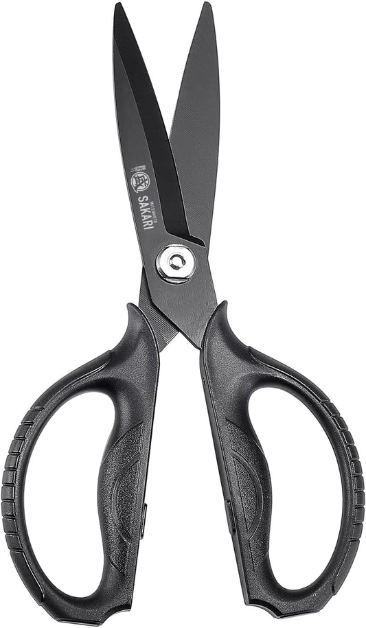 MITSUMOTO SAKARI Japanese Kitchen Scissors, Heavy Duty Poultry Shears, Detachable Titanium Plated Stainless Steel Utility Food Scissors for Meat, Chicken Bone and Herbs