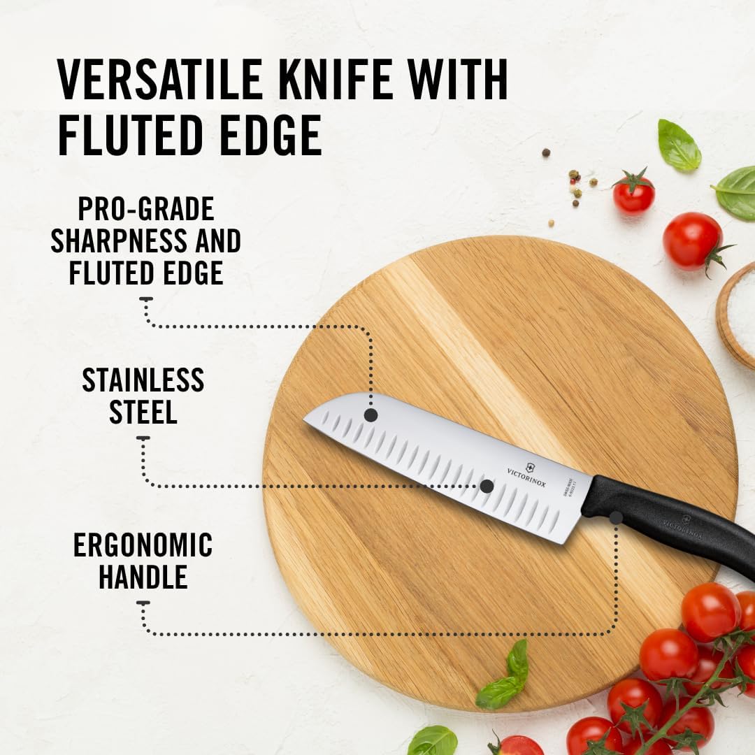 Victorinox Swiss Classic 2-Piece Kitchen Starter Set, 7" Santoku Knife and 3.25" Serrated Paring Knife, Black
