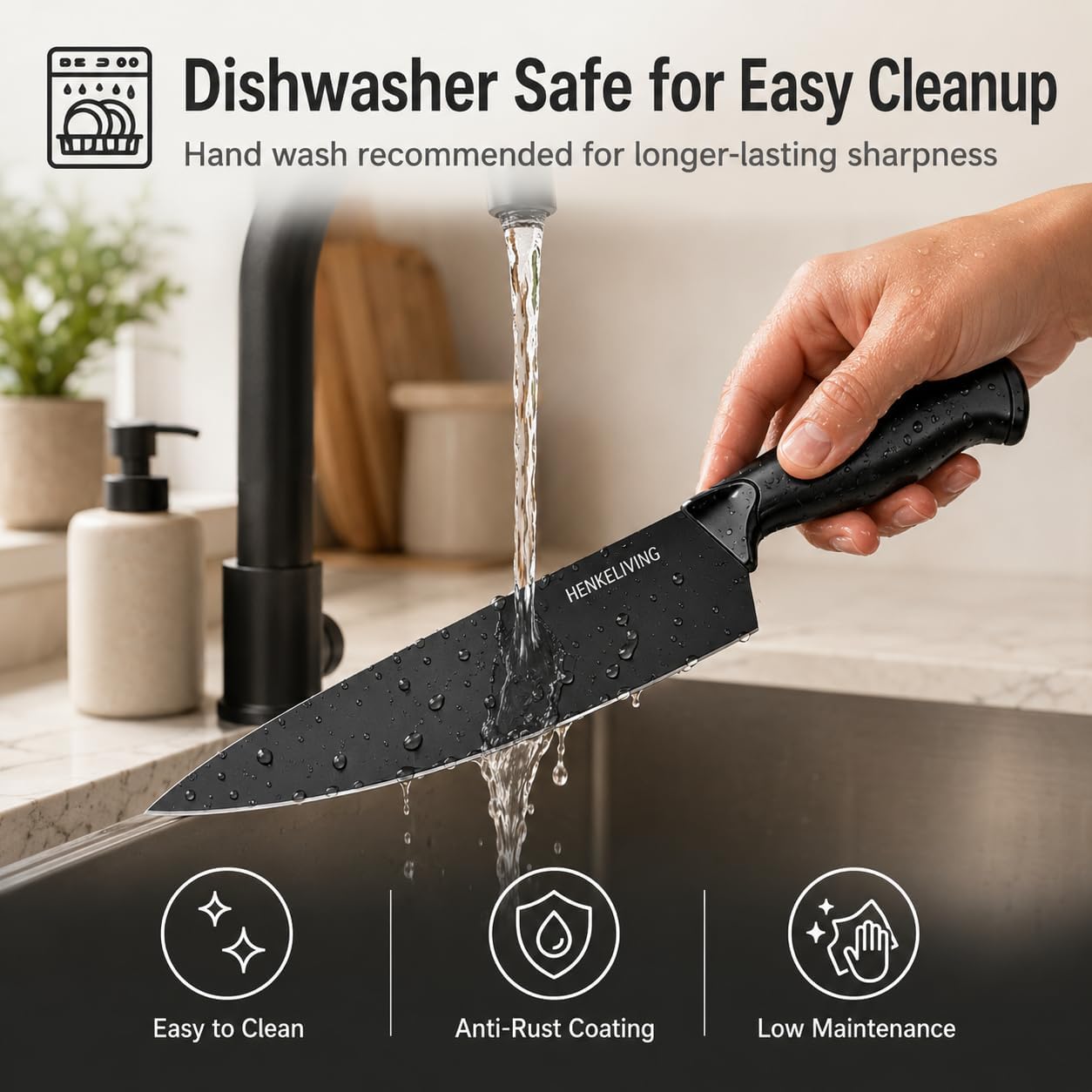 Knife Set, 14-Piece Black Dishwasher Safe Kitchen Knife Block Set with Built-In Sharpener, German High Carbon Stainless Steel Blades, Ultra Sharp Knives with Ergonomic Non-Slip Handles