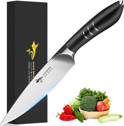 MAD SHARK 5 Inch Ultra Sharp Paring Knife, German Stainless Steel, Ergonomic Handle Design, Chopping Knife for Precise Cutting, Peeling, Slicing