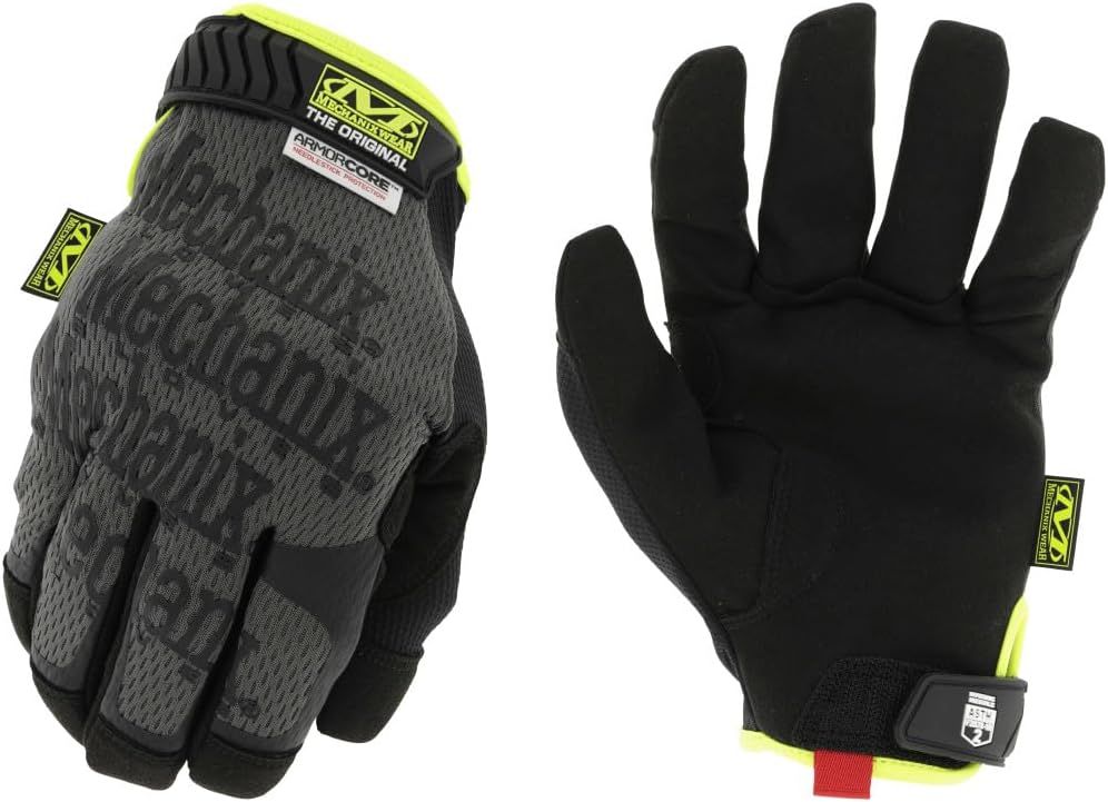 Mechanix Wear Needlestick Original Cut-Resistant Gloves - Puncture Resistant Reliable Grip Work Gloves - Durable & High Dexterity - Large - Black/Grey