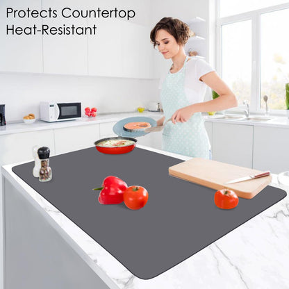 Extra Large Dark Green Countertop Mat - Silicone Table Kitchen Desk Mat - Non-Slip & Heat Resistant - Dinner Placemat Pastry Dough Rolling Mat - Colors A