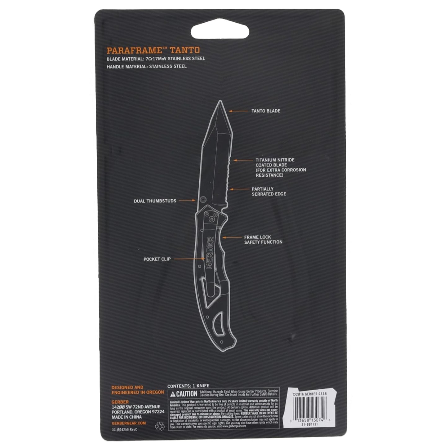 Gerber Gear Paraframe I EDC Folding Pocket Knife, 3" Serrated Edge with Safety Frame Lock, Stainless Steel, Grey