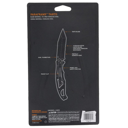 Gerber Gear Paraframe I EDC Folding Pocket Knife, 3" Serrated Edge with Safety Frame Lock, Stainless Steel, Grey