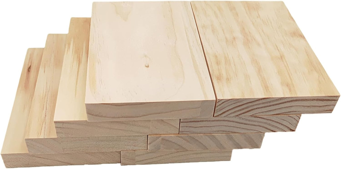 4PCS Rectangle Wood Boards Unfinished Wood Blocks for Crafting, 8x6x1in Blank Whittling Wooden Blocks for Wood Carving,Painting & Burning