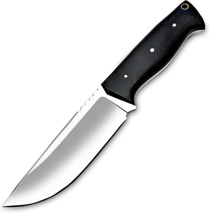Warivo Damascus Steel Hunting Knife 10 Inch Fixed Blade with Leather Sheath Wood Handle, Skinning Knife for Camping Survival Bushcraft Outdoor Gear for Men