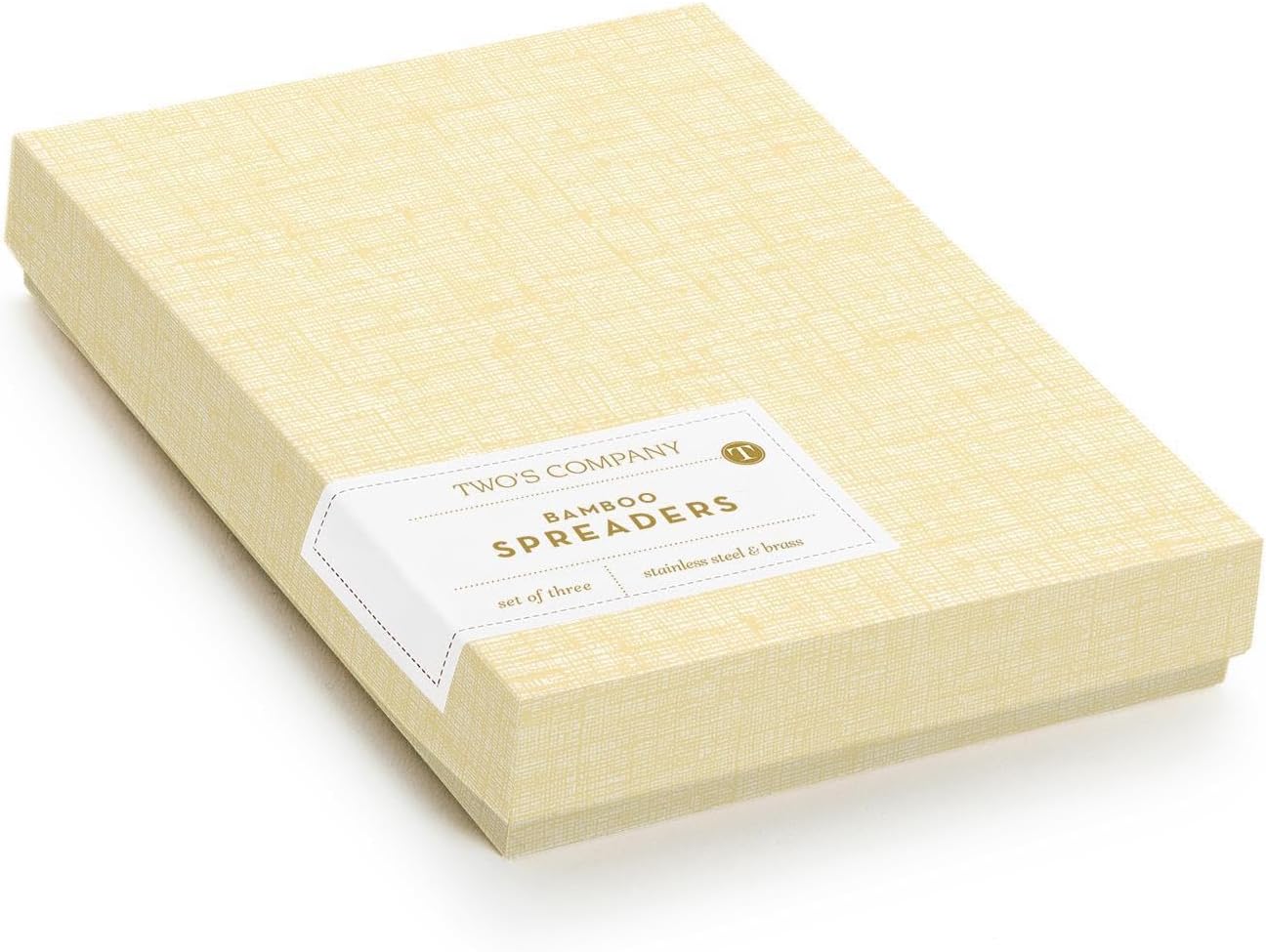 Two's Company Gold Bamboo Cheese Knives in Gift Box, 7-Inch, Stainless Steel, Set of 3