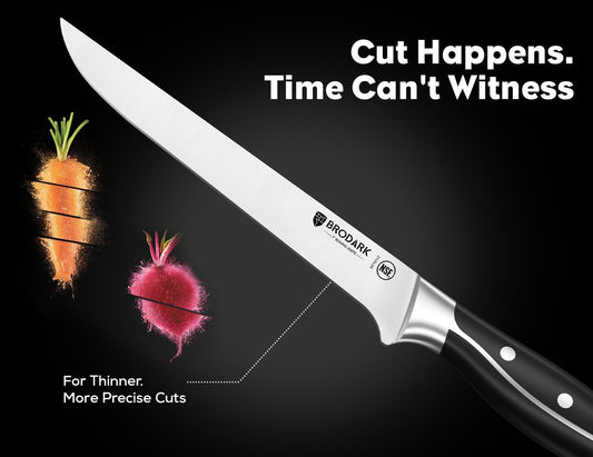 BRODARK 7" Boning Knife - Deboning for Meat Cutting With Full Tang Handle - High Carbon Stainless Steel Fillet - NSF Certified, Steel-King Series