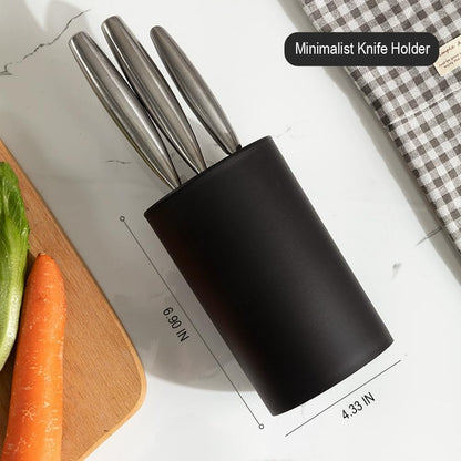 Knife Block Without Knives, Universal Round Knife Block Only, Knife Holder for Easy Cleaning, Space Saver Knife Storage Holder with Scissors Slot - Black