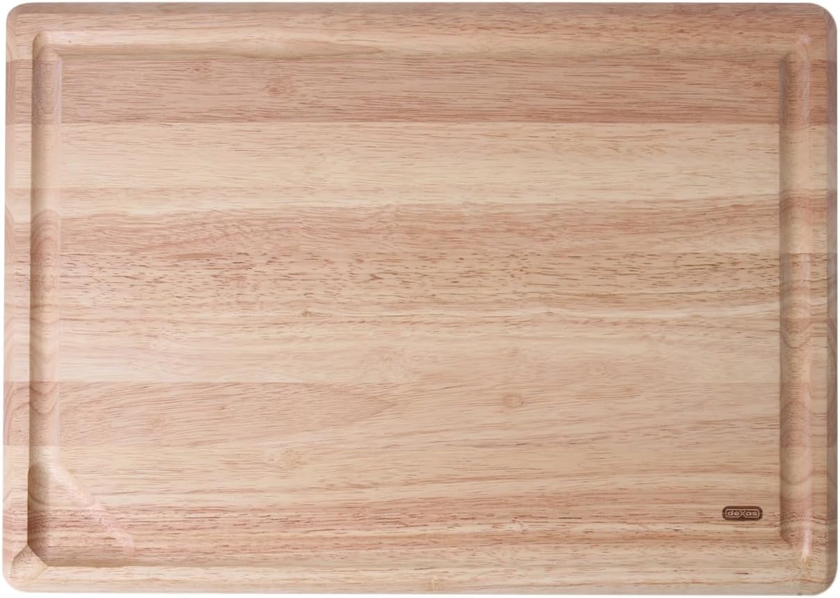 Dexas Rubberwood Pour Spout Cutting Board – 21" x 15" x 1" | Juice Groove, Easy-Pour Corner, Heavy-Duty Wood Board for Carving & Chopping