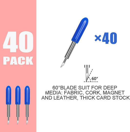 THANMAO 40 Pcs Replacement Blades Compatible with Explore Air 2/Air 3 /Maker/Maker 3/4 Cutting Machines - includ 10PCS Fine-Point Blades, 20PCS Standard Blaeds and 10PCS Deep Cutting Blades